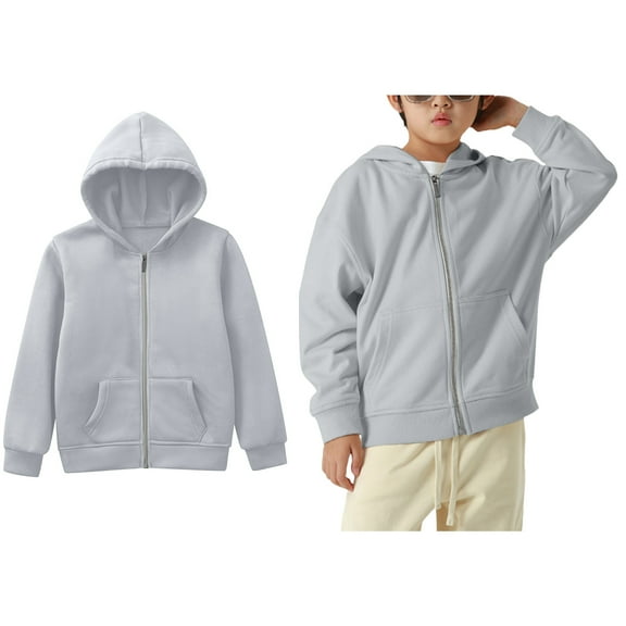 Hoodies Boys Kids Grey Hoodie Long Sleeve Casual Basic Pullover Sweatshirt Hoodie Fall Winter Clothes Girls Size 4-5 Years Clothes Boys Girls Fashion