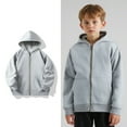 thumbnail image 1 of Hoodies Boys Kids Grey Zipper Hoodie Long Sleeve Soft Sweatshirts Top Winter Clothes Boys 8-9 Years Clothes, 1 of 7