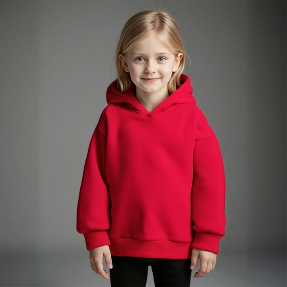 Hoodies Boys Kids Red Hoodies Long Sleeve Casual Basic Pullover Sweatshirt Hoodie Fall Winter Clothes Size 3-4 Years Girls Clothes Boys Girls Fashion