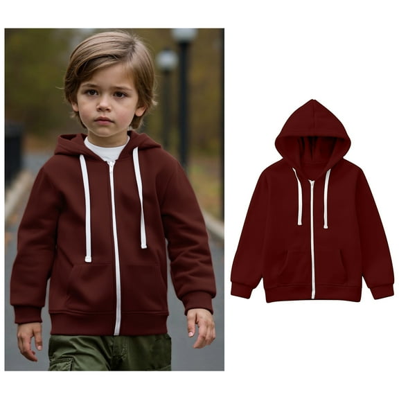 Hoodies Boys Kids Wine Full Zip Up Hoodie Casual Long Sleeve Sweatshirts Jackets Fall Clothes Kids Clothes Girls Size 9-10 Years Boys Girls Fashion