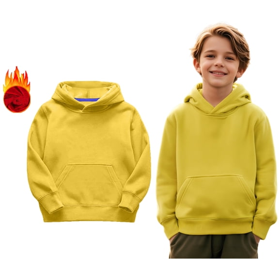 Hoodies Boys Kids Yellow Hoodie Casual Long Sleeve Sweatshirts Jackets Warm Fall Winter Clothes Girls Clothes Size 6-7 Years Boys Girls Fashion