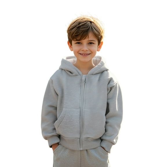 Hoodies Boys Light Gray Full Zipper Hooded Casual Long Sleeve Classic Hoodie Fall Clothes Little Girl Clothes12-24 Months Boys Girls Fashion