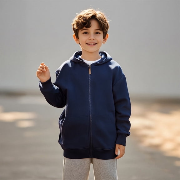 Hoodies Boys Navy Full Zipper Hoodies Long Sleeve Pullover Hoodie Sweatshirt Fall Clothes 4-5 Years Boy Clothes Boys Girls Fashion