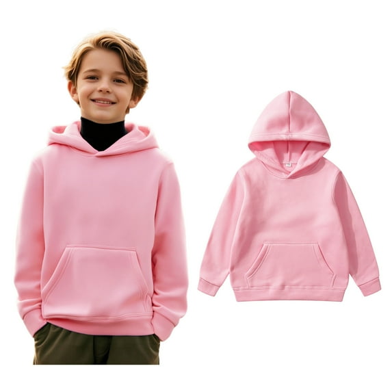 Hoodies Boys Pink Hooded Casual Long Sleeve Classic Hoodie Fall Winter Clothes Girls Tops Size 11-12 Years Boys Girls Fashion