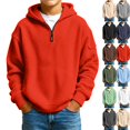 thumbnail image 1 of Hoodies for Boys Quarter Zip Waffle Knit Pullover Hooded Sweatshirt Tops,Kids Zip Long Sleeve Hoodie,Teen Boy Fashion Fall Winter Casual Sweatshirts,Back to School Clothes,Red,L, 1 of 7