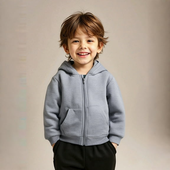 Hoodies Boys Thickened Grey Hoodie Casual Long Sleeve Hoodies Fall Winter Clothes Girls Clothes 12-18M