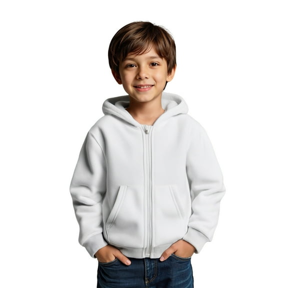 Hoodies Boys White Full Zipper Hoodie Lightweight Long Sleeve Hoodies Fall Winter Clothes Size 18-24 Months Girls Clothes Boys Girls Fashion