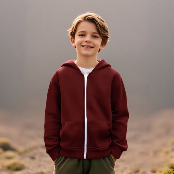 Hoodies Boys Full Zipper Hooded Long Sleeve Lightweight Pullover Tops Loose Sweatshirt Winter Clothes Girls 7-8 Years Clothes Boys Girls Fashion