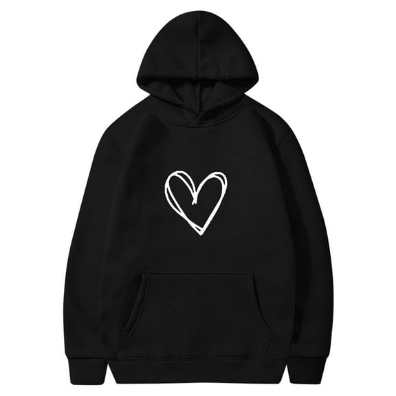 Erwazi Hoodies for Women Heart Printed Hooded Sweatshirts Long Sleeve Thin Jacket Pullover Tops