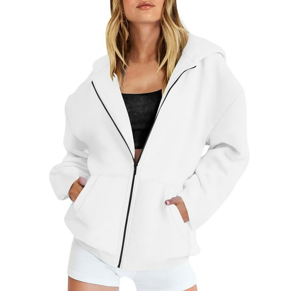 Erwazi Womens Oversized Hoodies Fleece Sweatshirts Zip Up Long Sleeve Sweaters Casual Loose Trendy Fall Outfits with Pocket