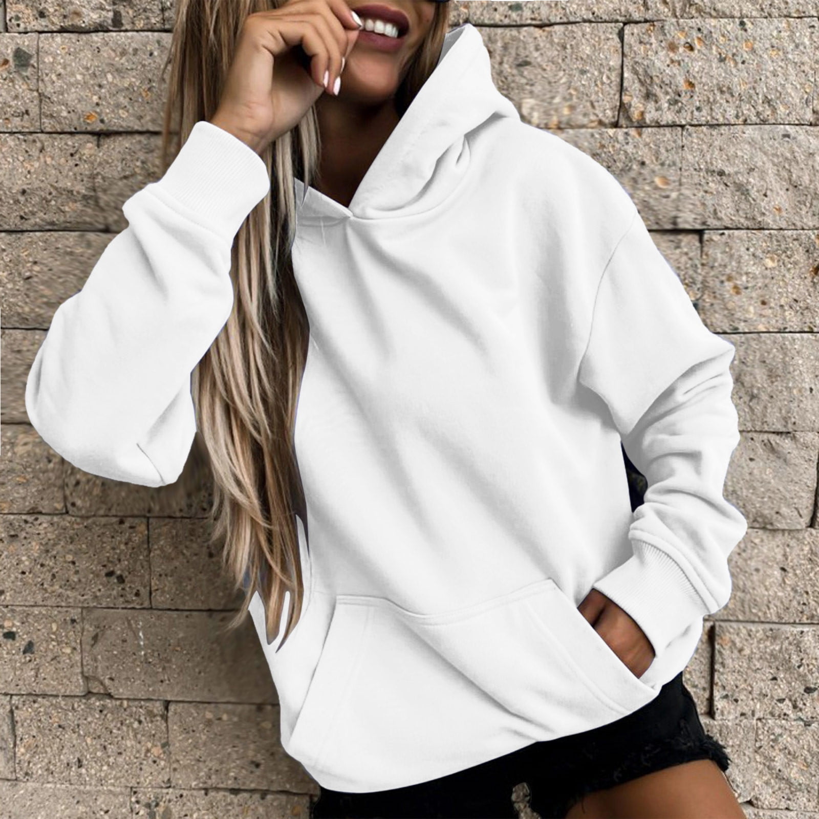 Ladies white hooded sweatshirt sale