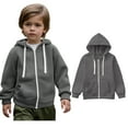 thumbnail image 1 of Hoodies Dark Gray Full Zip Up Hoodie Casual Long Sleeve Sweatshirts Jackets Winter Clothes Child Boy Clothes 9-10 Years Boys Girls Fashion, 1 of 6