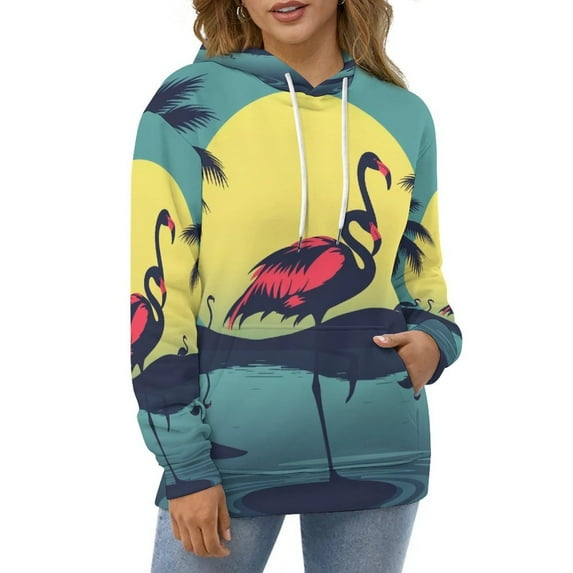 Hoodies Flamingos Sunset Paradise Casual Pullover Hoodie Long Sleeve Sweatshirts Birthday Gift