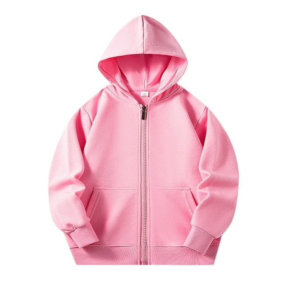 Hoodies For Boys Kids Long Sleeve Solid Zipper Soft Hooded Sweatshirts Coat Tops With Pocket Girls Sweatshirt Pink 2 Years-3 Years