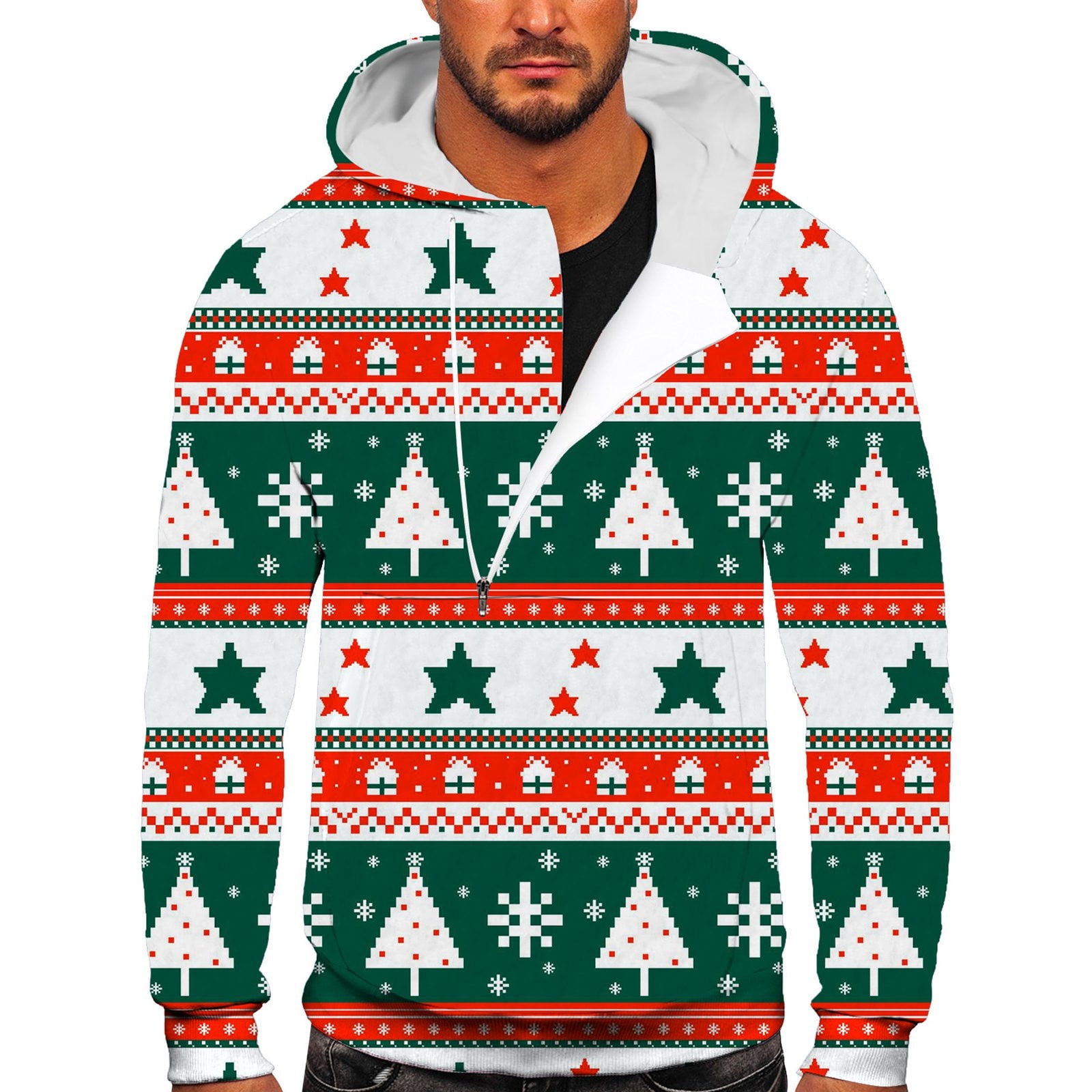 Hoodies For Men 2024 Fashion Men's Sweatshirt With Hooded Half Zipper