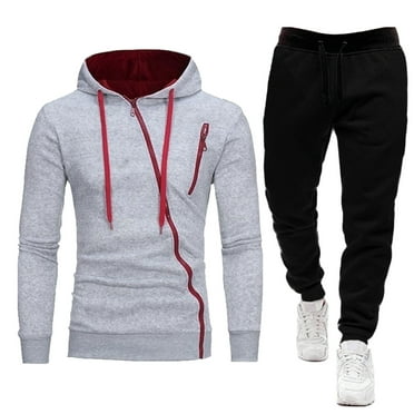Hoodies For Men Men Casual Sweatshirt Sweatpants Set Long Sleeve Fashion Hoodie Pant Suit 2 Piece Outfits Solid Big And Tall Men'S Hoodies Sweatshirts Black