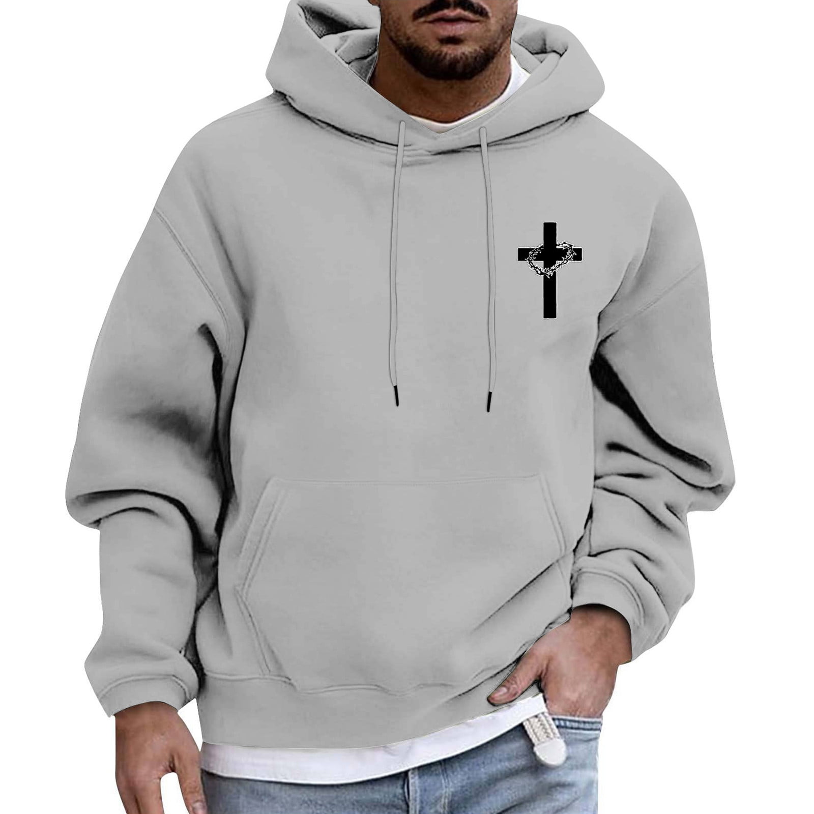 Hoodies For Men Fashion Sweatshirt Oversized Letter Print Long Sleeve