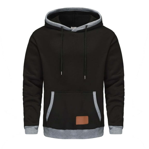 Caqnni Men's Active Hoodies Fleece Sweatshirts Casual Solid Color Athletic Workout Pullover With Kangaroo Pocket (S,Black)