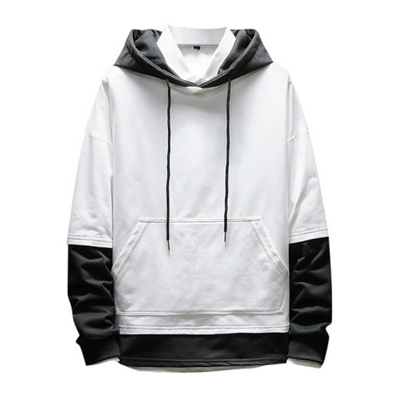 Hoodies For Men New Trend Color Combination Large Size Loose Shirthooded Mens Casual Clothing,White,XL