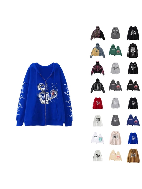 Hoodies For Men Oversized Halloween Skeleton Hoodie Jackets Pullover