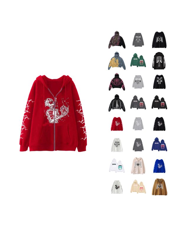 Hoodies For Men Oversized Halloween Skeleton Hoodie Jackets Pullover