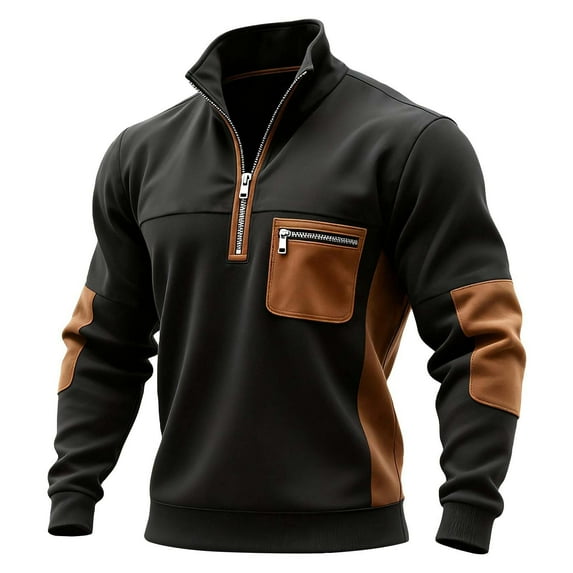 Hoodies For Men Quarter Zip Pullover Long Sleeve Sweatshirts Casual Thermal Western Vintage Work Pullover