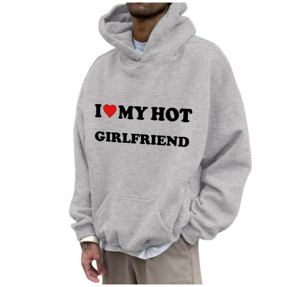Hoodies For Men Valentines Day Hooded Sweatshirts Fashion Letter Print I Lover My Girlfriend Long Sleeve Pullover Tops 2026 Trendy