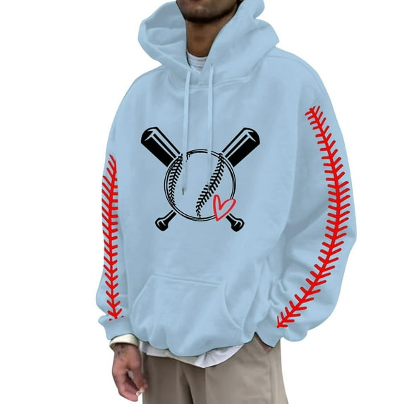 Hoodies For Men Vintage Baseball Pullover Baseball Seam Print Sweatshirts For Men