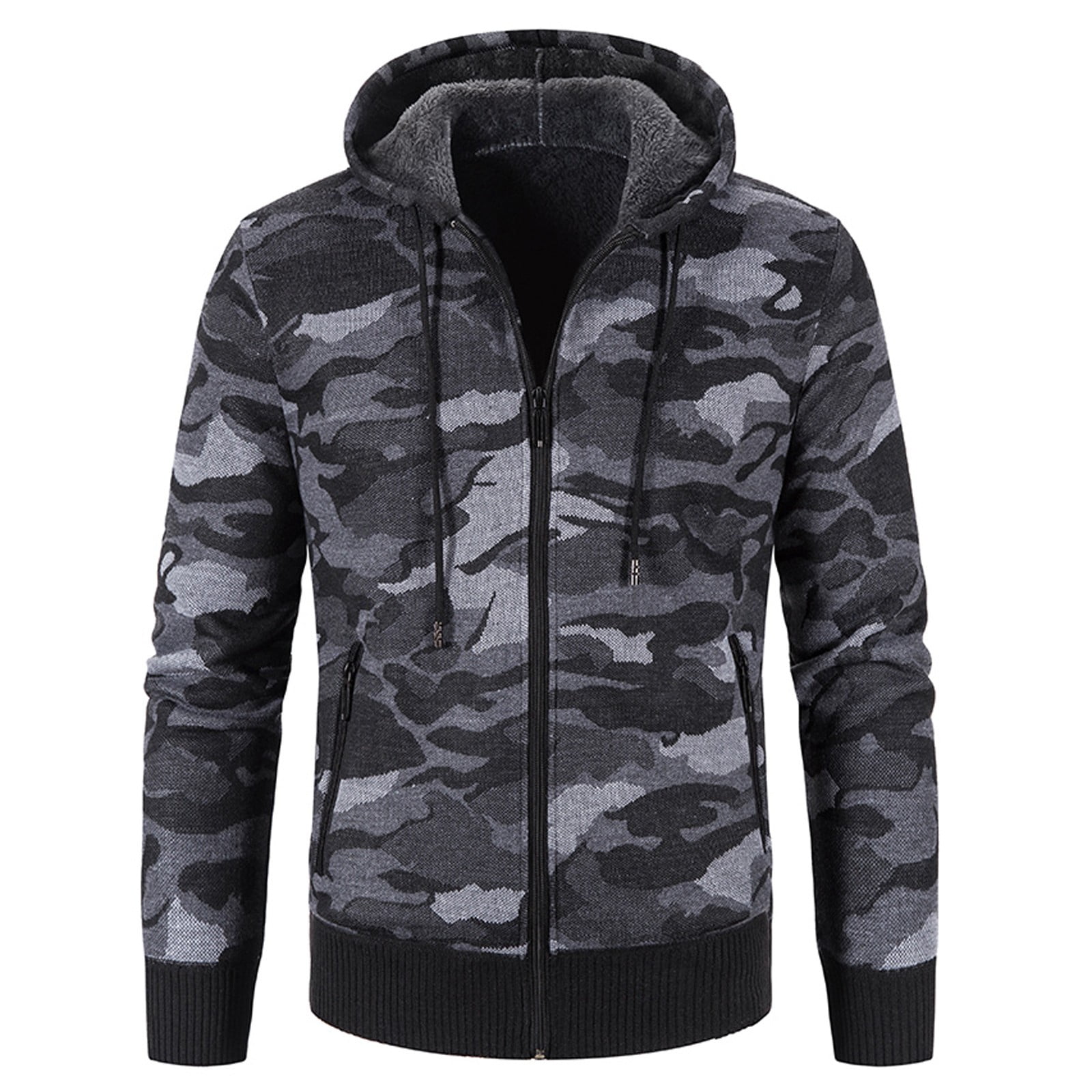 Hoodies For Men Winter Camouflage Jacket, LongSleeved Plus Velvet