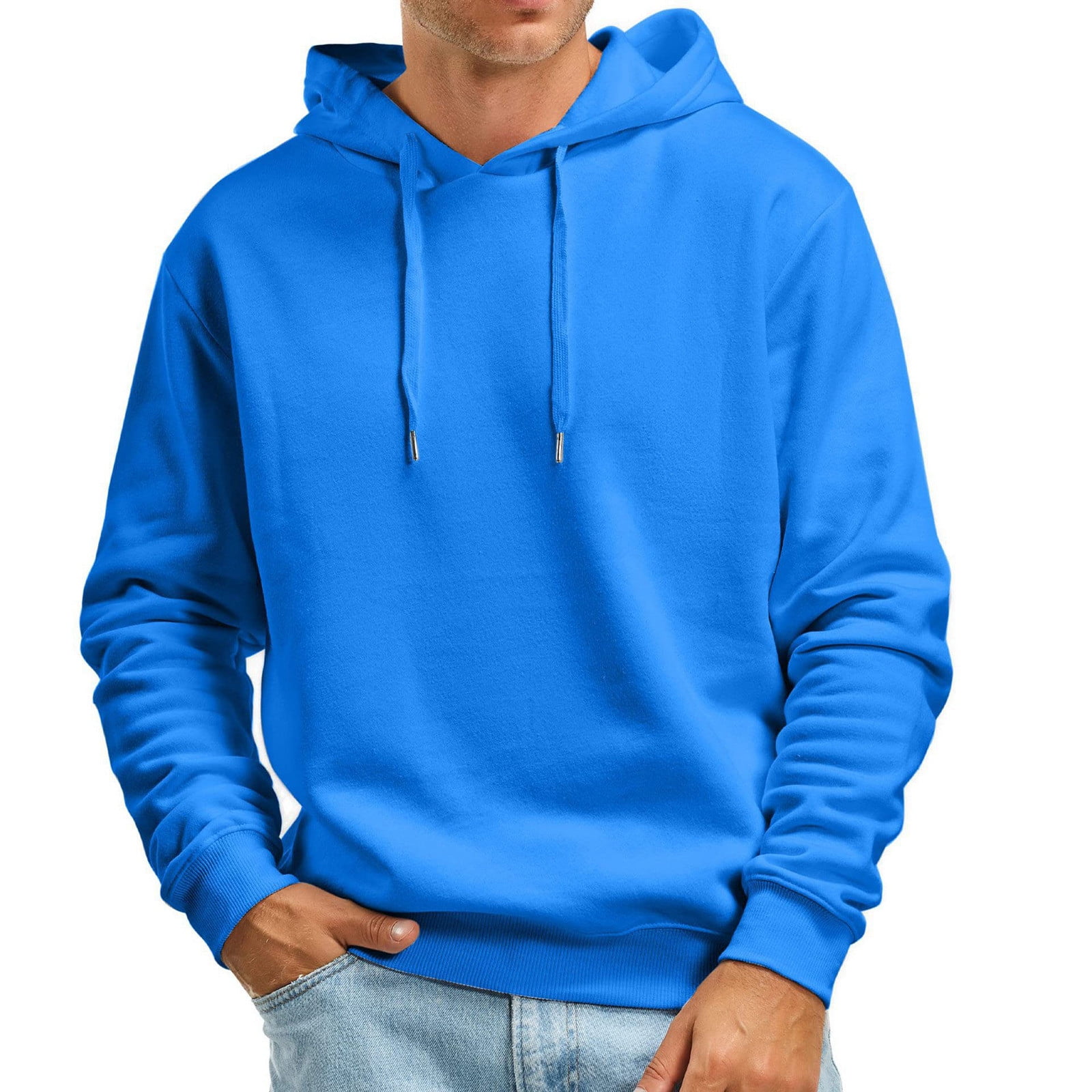 Men's Fall and Winter Casual Solid Color Hooded Sweater No Pockets Top  Extra Warm Hoodies for Men Hoodie Men