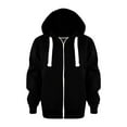 thumbnail image 1 of Hoodies For Teens Boys Sweatshirt Color Solid Zip Jackets Long Hoodie Top Boys Sleeve Up Girls Kids Coat jacket Hoodies Size 10 12 14-16 Black, 1 of 3