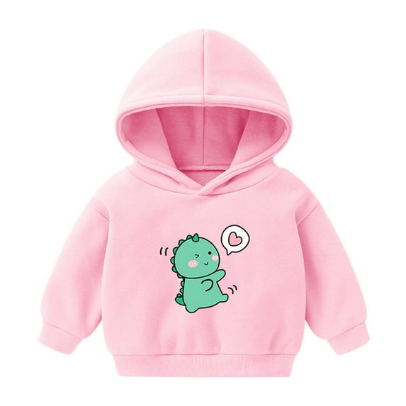 Hoodies For Teens Boys Toddler Boys Girls Winter Long Sleeve Hoodie Sweatshirt Outwear For Kids Clothes Cartoon Love Dinosaur Graphic Design Sweatshirts Hoodies Size 10 12 14-16 Pink