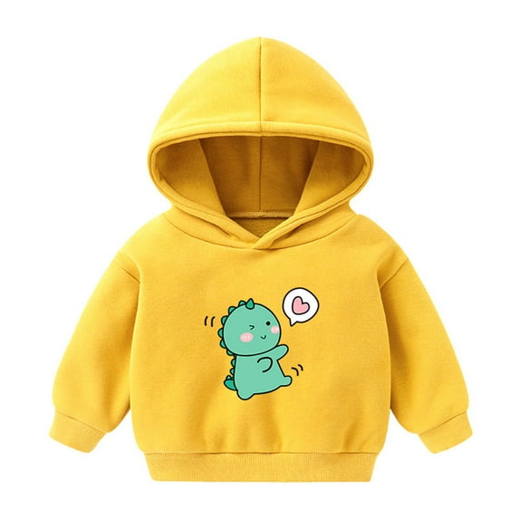 Hoodies For Teens Boys Toddler Boys Girls Winter Long Sleeve Hoodie Sweatshirt Outwear For Kids Clothes Cartoon Love Dinosaur Graphic Design Sweatshirts Hoodies Size 10 12 14-16 Yellow