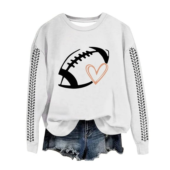 Hoodies For Women Football Funny Sweatshirt For Women Graphic Print Sunday Casual Long Sleeve Crewneck Fall Pullover Hoodie