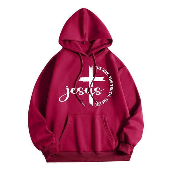 Hoodies For Women Jesus Loves You Hooded Sweatshirts Letter Print Christian Sweatshirt Oversized Womens Pullover Womens Fall Jackets Trending Fashion