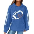 thumbnail image 1 of Hoodies For Women Knit Women's Sweatshirt Football Graphic Long Sleeve Sweater Football Season Pullover Hoodie, 1 of 5