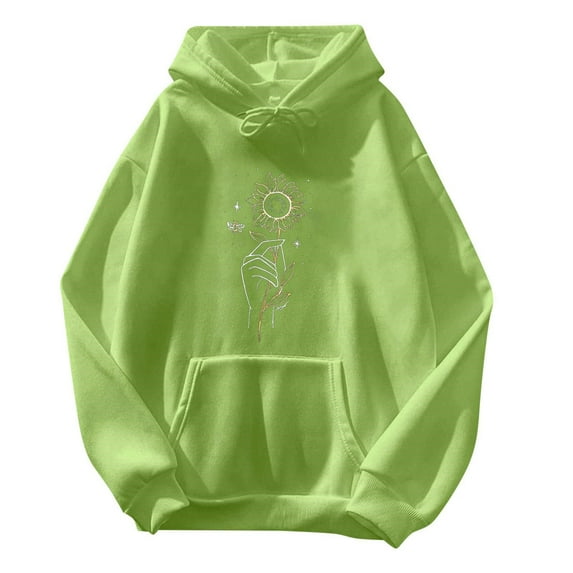 Hoodies For Women Long Hoodies Tops Casual Print Green S