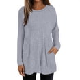 thumbnail image 1 of Hoodies For Women Long Sleeve Shirts For Women Casual Tops Loose Fit Rib Knit Lightweight Long Sweater Crew Neck Pullover With Hoodie, 1 of 7