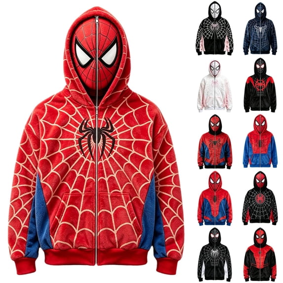 Hoodies For Women Men Superhero Full Face Zip Mask Hoodie Comic Cosplay Graphic Sweatshirt Grunge Streetwear Top