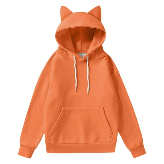 Hoodies For Women Oversized Y2K Cute Cat Ear Pullover Loose Fit Long Sleeve Ear Sweatshirt With Pockets Hoodie