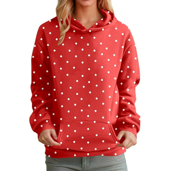 Hoodies For Women Print Hoodie Sweatshirt Casual Crewneck Loose Long Sleeve Pullover Top Fall Winter Clothes