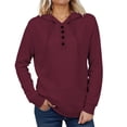 thumbnail image 1 of Hoodies For Women Sevevn Women's Quarter Button Hoodie Long Sleeve Hooded Sweatshirt Casual Spring Fall Clothing, 1 of 4