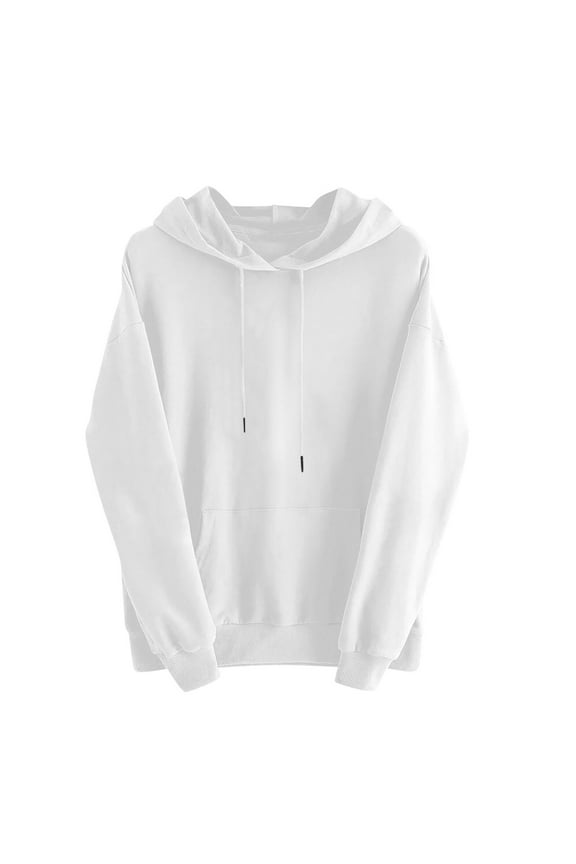 Hoodies For Women Sevevn Women's Solid Colour Long Sleeved Drawstring Hooded Sweatshirt