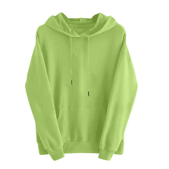 Hoodies For Women Sevevn Women's Solid Colour Long Sleeved Drawstring Hooded Sweatshirt