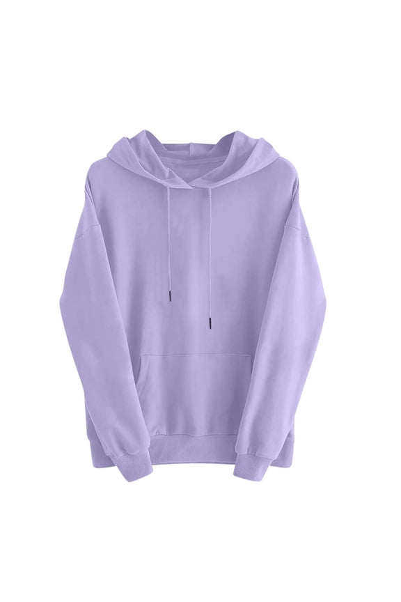 Hoodies For Women Sevevn Women's Solid Colour Long Sleeved Drawstring Hooded Sweatshirt
