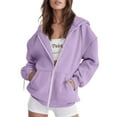 thumbnail image 1 of Hoodies For Women Solid Zipper Cardigan Long Sleeve Jacket Ladies Sweatshirts Coat, 1 of 4