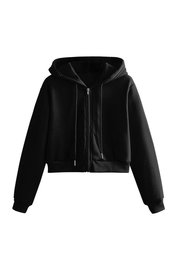 Hoodies For Women Women Casual Solid Long Sleeve Zipper Hooded Sweatshirt Tops Hoodie