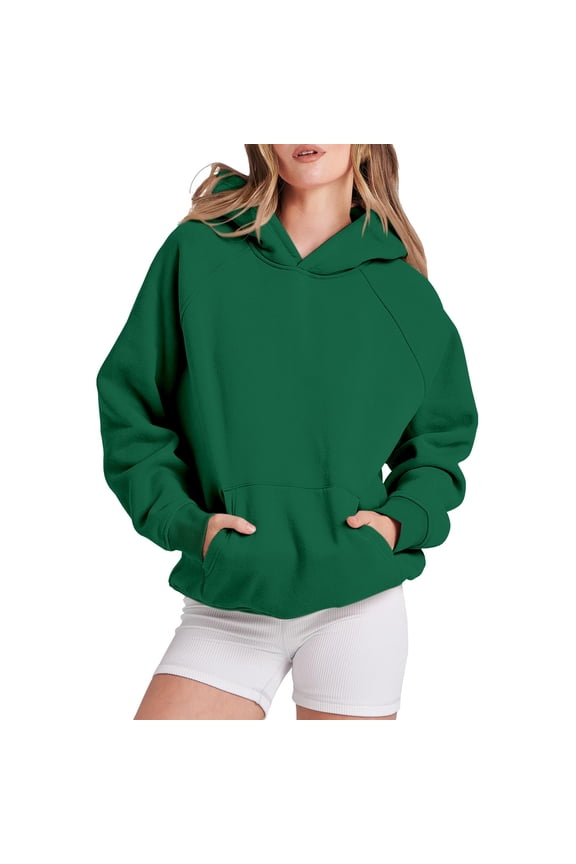 Hoodies For Women Women Fleece Oversized Sweatshirt Casual Basic Long Sleeve Athletic Workout Pullover Fall Clothes Hoodie