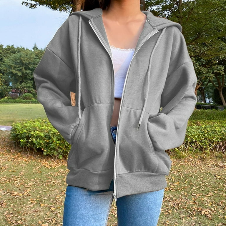Oversized gray zip up shop