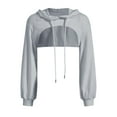 thumbnail image 1 of Hoodies For Women Women's Crop Pullover Very Short Sweatshirts Long Sleeve Pullover Round Collar Cut Outs Shirts With Hood Hoodie, 1 of 4